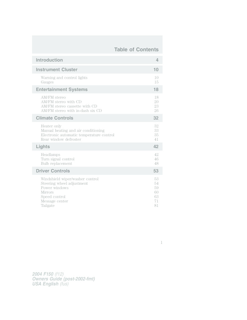 thumbnail of 2004 FORD F-150 OWNER MANUAL