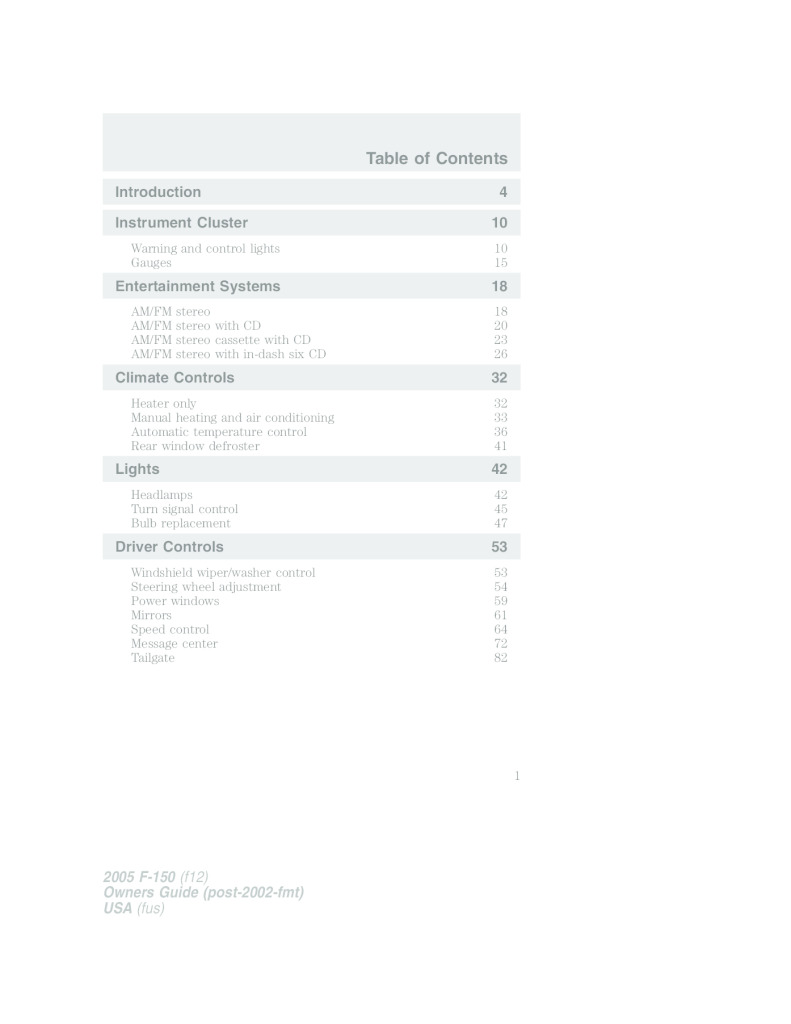 thumbnail of 2005 FORD F-150 OWNER MANUAL